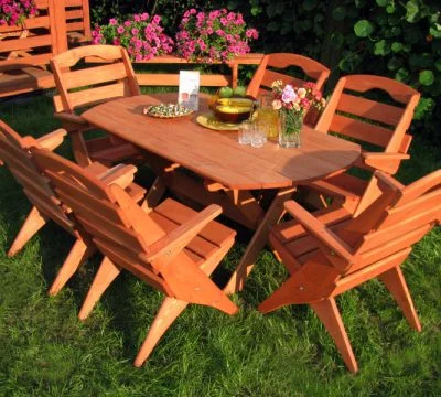 1. Zestaw mebli ogrodowych 6 krzeseł + stół owal typ S