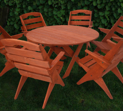 4. Zestaw mebli ogrodowych 6 krzeseł + stół okrągły, typ S