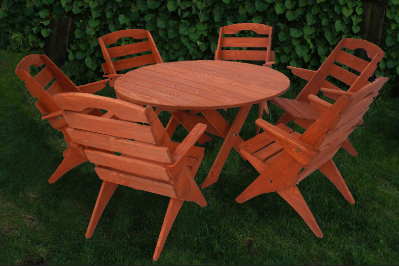 4. Zestaw mebli ogrodowych 6 krzeseł + stół okrągły, typ S